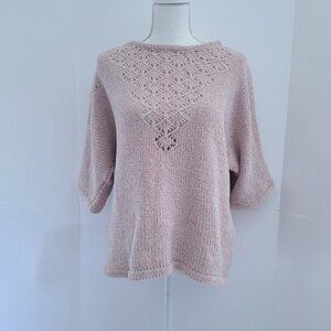 ANGIE 3/4 SLEEVE CHENILLE SWEATER   / TAN / SIZE S /ELEGANT KNIT